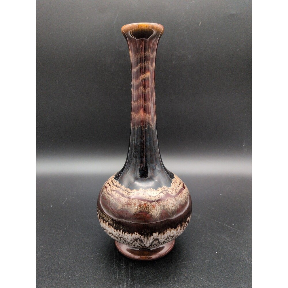 Vintage 1970's Drip Glaze Long Neck Bulb Vase (Possibly Haeger)